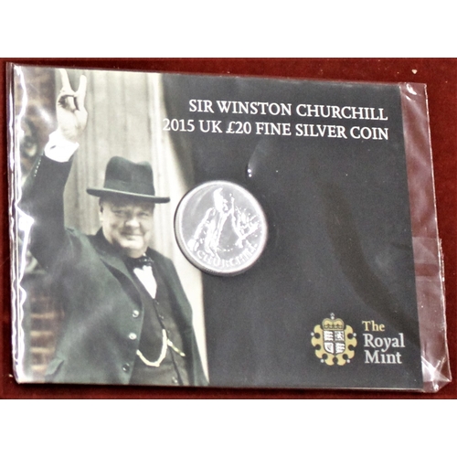 411 - Great Britain 2015 £20 silver coin for the 50th Anniversary of Winston Churchill Limited Mintage of ... 