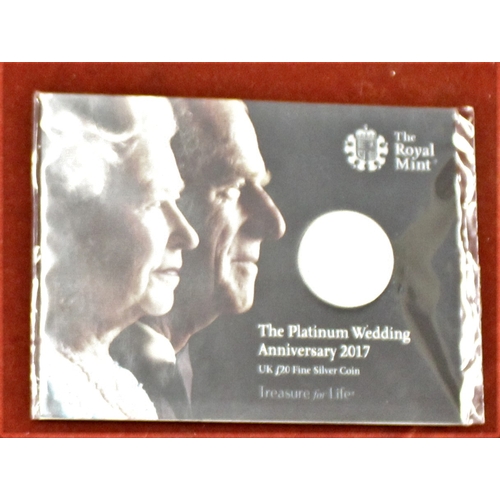 424 - Great Britain 2017 £20 silver coin to celebrate the Platinum Wedding of Her Majesty Queen Elizabeth ... 