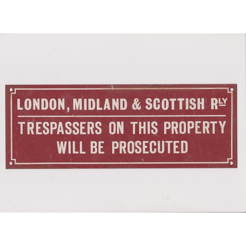 487 - Wall Plaque, tin plate. London Midland & Scottish Railway metal sign. 