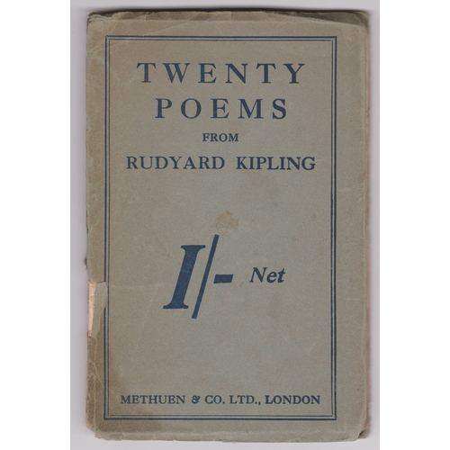 517 - Twenty Poems from Rudyard Kipling First published in 1918 Methuen & Co Ltd, London, loose front cove... 