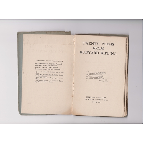 517 - Twenty Poems from Rudyard Kipling First published in 1918 Methuen & Co Ltd, London, loose front cove... 