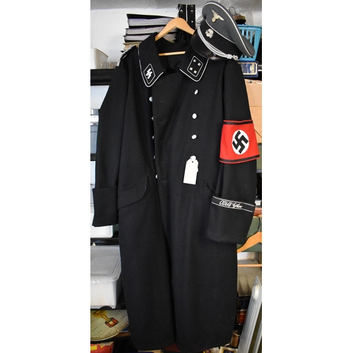 70 - German WWII Replica SS Greatcoat at the rank of Senior assault unit leader (Obersturmbannführer), wi... 