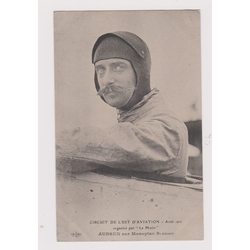 91 - French Aviation Fine 1910 portrait photo (Le Matin) of Aubrun seated in Monoplane Bleriot. Pub ELD F... 