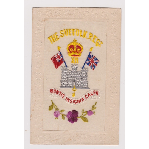 93 - Great Britain WWI Silk Postcard, The Suffolk Regiment.