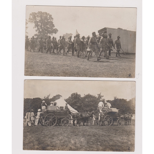 97 - Great Britain WWI - Indian Troops leaving Hampton Court, two very fine RP cards, loading to go to th... 