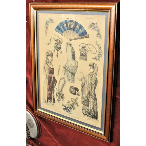 522 - A pair of framed glazed prints from antique Fashion Magazine 