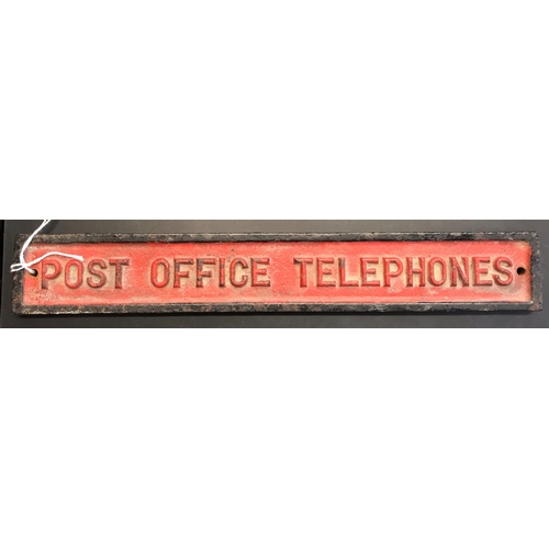 488 - Post Office Telephones, cast iron, wall plaque, sign. 13