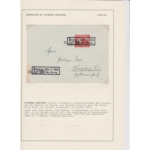 108 - Germany 1939-40 Annexation of Zichenau province envelope posted to Konigsberg cancelled with a provi... 