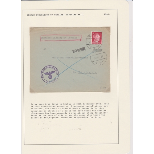 124 - Germany 1941 envelope marked German official post Ukraine posted to Krakau cancelled 20.9.1941 with ... 