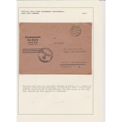 13 - Germany 1939 envelope posted to a company in Berlin Charlottenburg cancelled 22.3.1939 Berlin post f... 