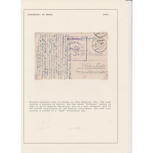 140 - Germany 1941 SS Unit mail picture postcard of Goslar posted to Vienna cancelled 19.2.1941 with a dum... 