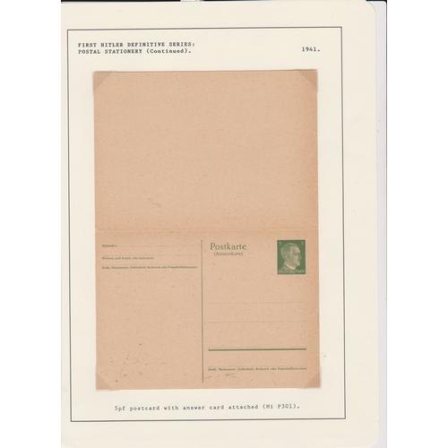 141 - Germany 1941 unused pre paid Michel P301 postcard with attached pre paid reply section. Both section... 