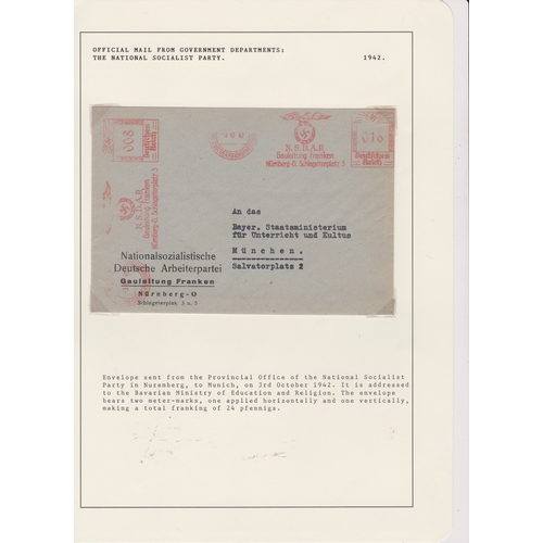 147 - Germany 1942 government department official mail envelope posted to Munich by the National Socialist... 