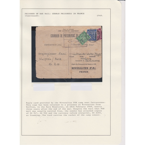 166 - France 1948 Reply card provided by the French POW camp for German POWs at Rivesaltes Carcassonne. 28... 