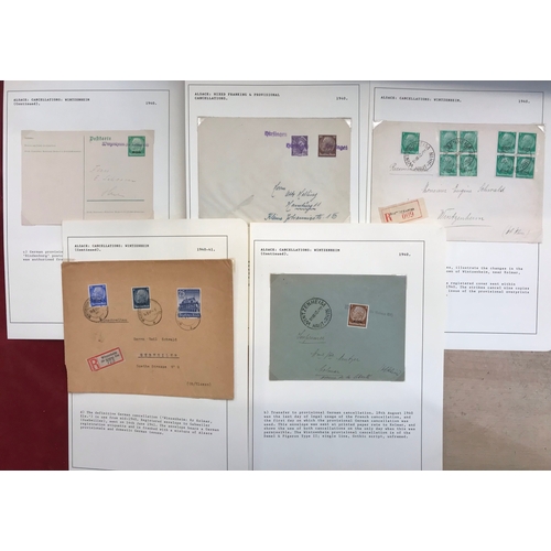 18 - Germany 1940-1941 Alsace Franking & Provisional Cancellations 5 env's each item displayed & describe... 