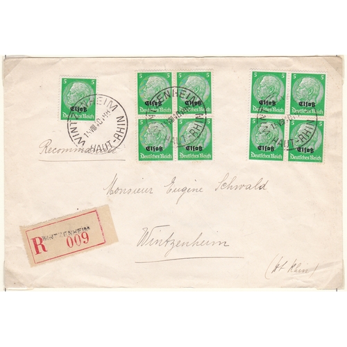 18 - Germany 1940-1941 Alsace Franking & Provisional Cancellations 5 env's each item displayed & describe... 