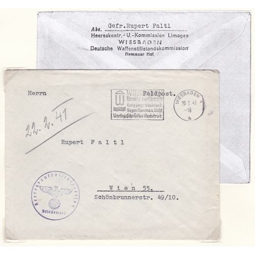 24 - Germany 1941-1942 Env Army control inspectorate cachet; Env 1.9.1941 Field post cachet Airforce cont... 