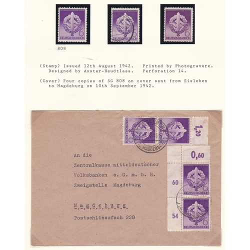 27 - Germany 1942-1944 Field Post Parcel Stamps SG M805-805a m/m; parcel address panel field post 00919 c... 