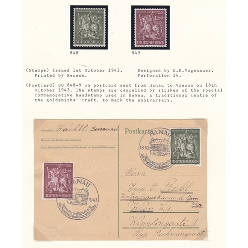 32 - Germany 1943-1944 Urgent Communication cards to Field post addresses x 3; 10th Anniv Winter Relief F... 