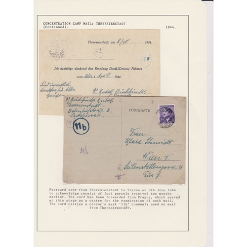 35 - Germany 1944 Concentration Camp mail postcard sent to Vienna from Theresienstadt camp cancelled 8.6.... 