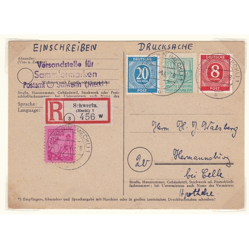 48 - Germany 1945 Russian Zone Mecklenburg-Vorpommern pre paid postcard Michel P7 used American military ... 