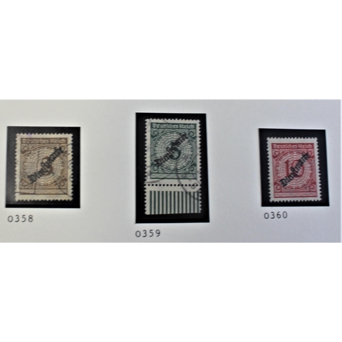 495 - Germany 1923 surch definitives SG343-344, 346 m/m, SG345, 347-350 used SG351 used pair; SG352-357 us... 