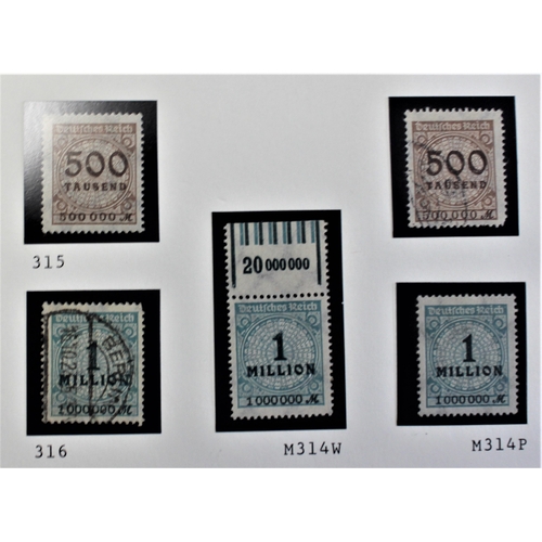 496 - Germany 1923 definitives SG315-317 m/m, SG315-317 used, SG316 error gum on both sides m/m, SG318-323... 