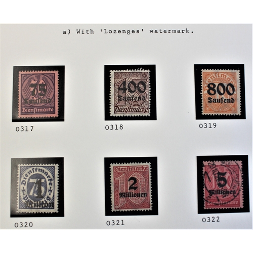 497 - Germany 1923 Inflation Surcharge Official issue SGO312-O315, O317-O321 m/m, SGO316,O322 used Note SG... 