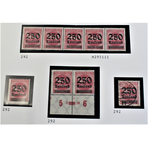 498 - Germany 1923 Inflation Surcharges SG272-276, 281 m/m SG279a u/m pair, SG274-275a, 277-281 used; SG28... 