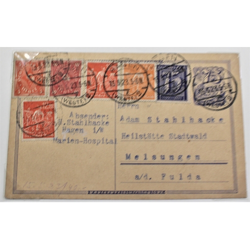 501 - Germany 1923 Inflation Period Post Michel P146.1 cancel 15/5/1923 Hagen on SG184, 164, 205, 211, 251... 