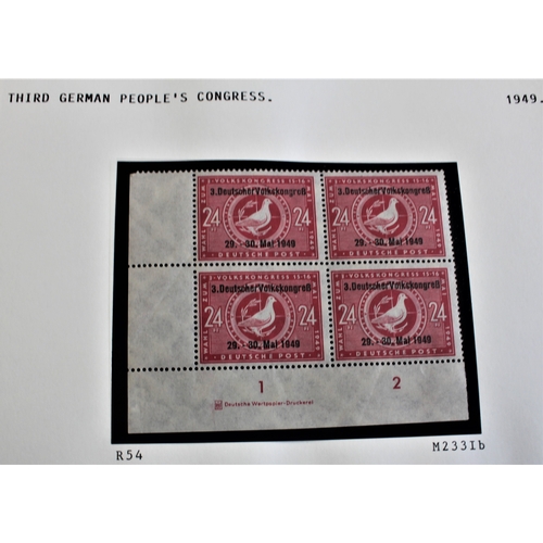 517 - Germany 1949 Russian Zone 30th death anniv Liebkenecht & Luxemberg SG R50 u/m block 4, Env cancel Os... 