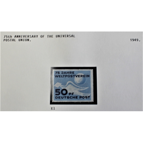 519 - East Germany 1949-1950 75th anniv UPU SG E1 m/m, Int Postal Workers Congress SG E2-E3 m/m set; Stamp... 