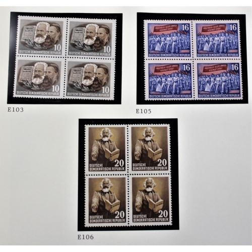 525 - East Germany 1952-1953 definitives SG E82-E94, E96 m/m, SG E95 used; 70th death anniv Marx SG E102-E... 