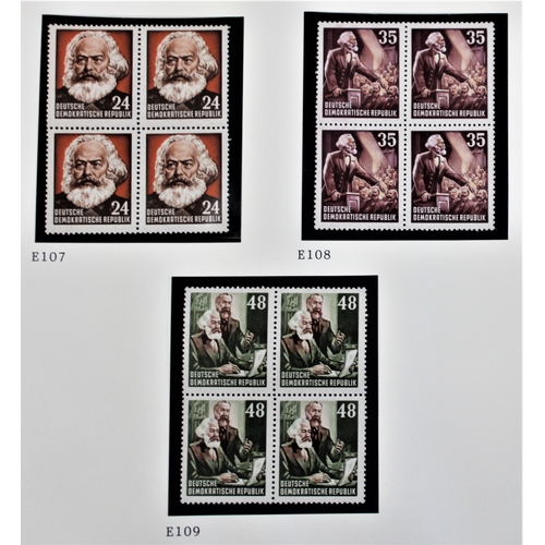 525 - East Germany 1952-1953 definitives SG E82-E94, E96 m/m, SG E95 used; 70th death anniv Marx SG E102-E... 