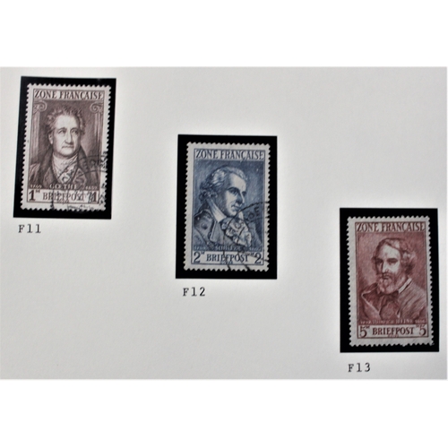 529 - Germany 1945-1946 French Zone definitives F1-F13 multiples mint & used with paper variations