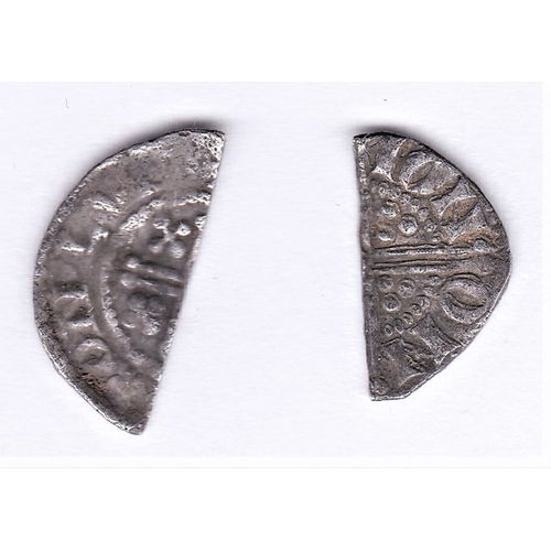 11 - Hammered Two Cut Half pennies - short cross and voided, long cross