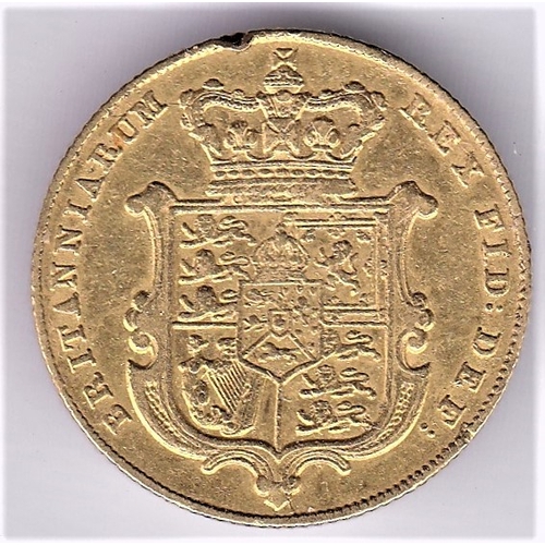 3 - 1825 George IV Gold Sovereign, GVF/NEF small edge nick, shield reverse.