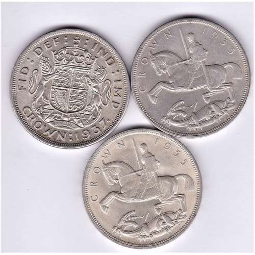 34 - Crowns 1935 (2) and 1937, all EF or better (3)