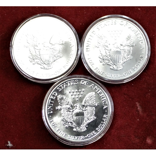 69 - USA - Silver Dollars - 1998-2008 and 2009. BUNC cased (3)