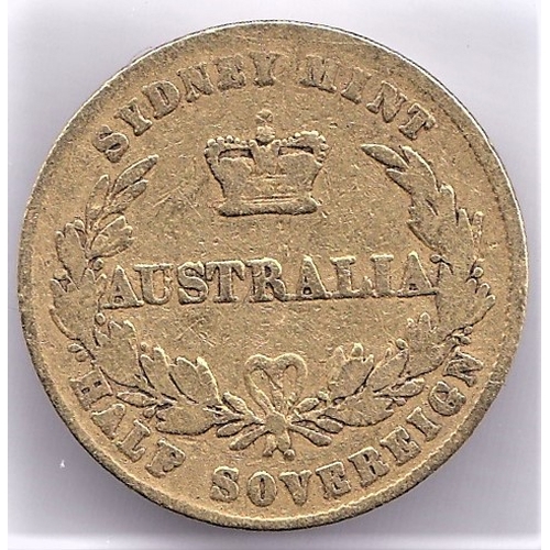 7 - Australia 1861-Gold Half Sovereign, Fine