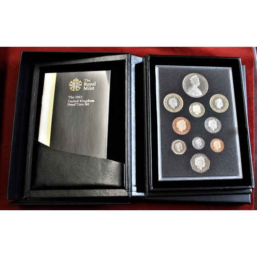 75 - 2012 - Royal Mint proof Set, boxed and cased collectors set (10 coins), with certificate