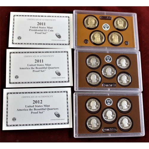 85 - USA - 2011 Proof - Presidential Dollar Set, 2011 Proof America beautiful quarters set and 2012 Proof... 