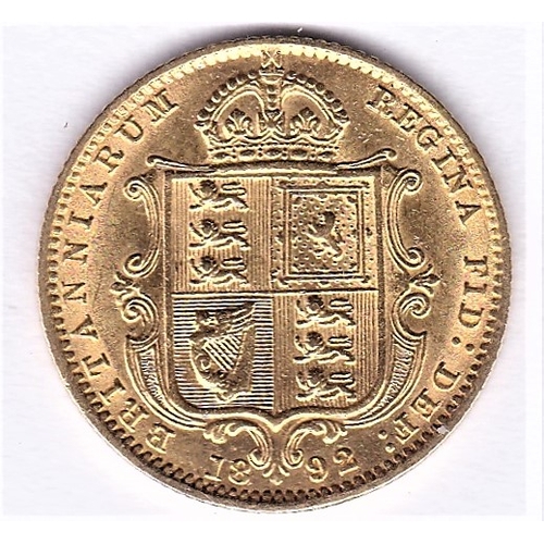 9 - 1892 Victoria Jubilee Gold Half Sovereign