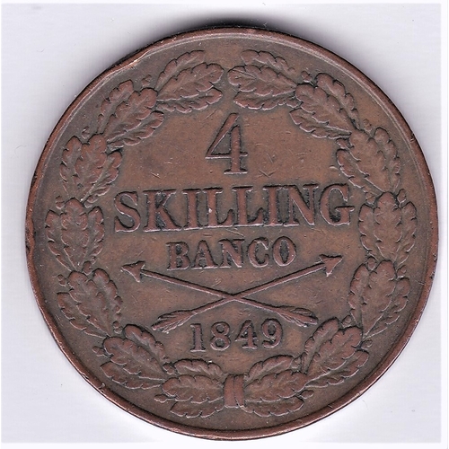 94 - Sweden 1849 - 4 skilling, copper KM672. GVF