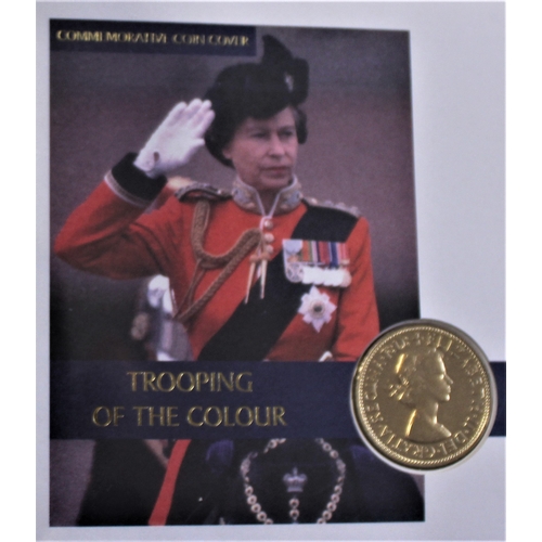 111 - 2002 - Queen Elizabeth Golden Jubilee, English penny gold gilt BUNC on 1st class stamps Trooping of ... 