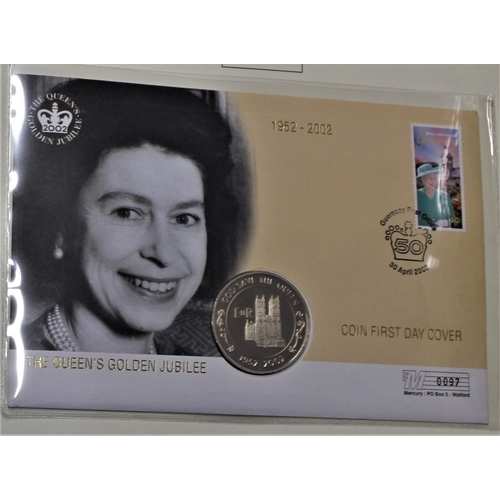 119 - 2002 - Queen's Golden Jubilee-  Ascension Island 50 pence BUNC on Guernsey Stamp Cover