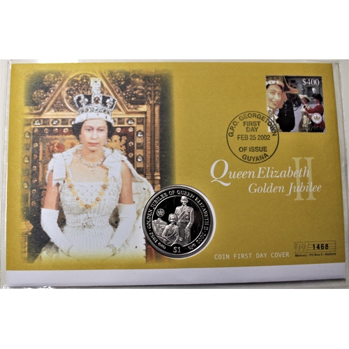 121 - 2002 - Queen's Golden Jubilee, Sierra Leone Dollar BUNC on Guyana FDC