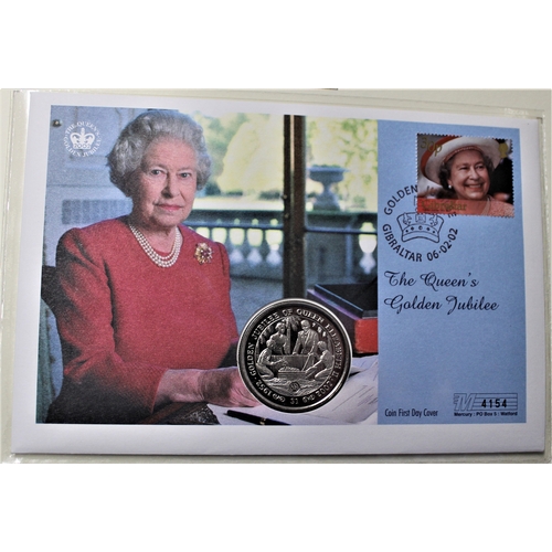 126 - 2002 - Queen's Golden Jubilee, Krone Dollar BUNC on Gibraltar Stamp Set