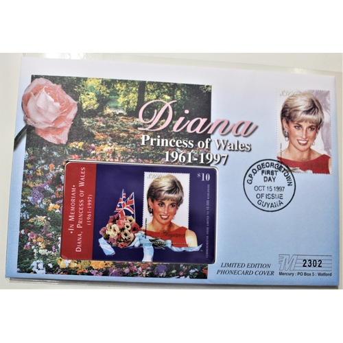 130 - 1977 - Diana Princess of Wales, In memoriam - Limited edition 10 Dollar Telephone Card on Guyana 300... 