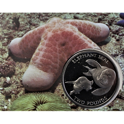 145 - 2002 - Sealife Around Britain, Sandwich Islands 2006 £2 coin BUNC on GB Sealife set FDC